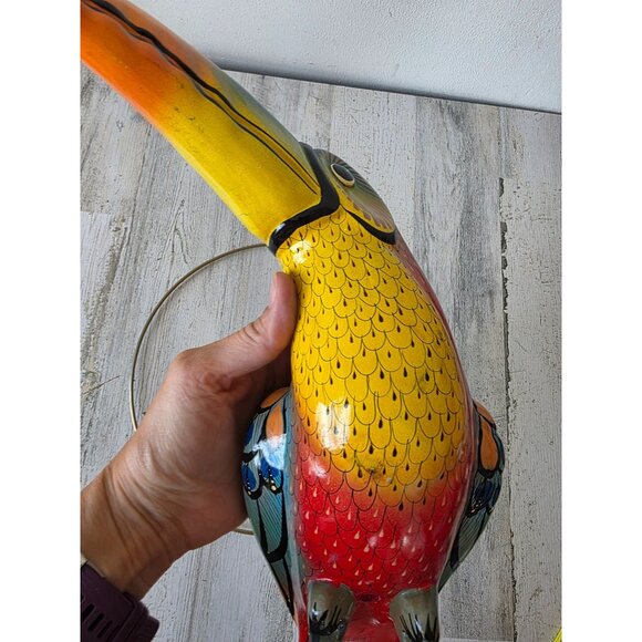 Vintage toucan ceramic Mexico hanging bird parrot decor tropical life-size lifel - Picture 10 of 13